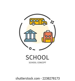 School App Screens Cards Set Include of Astronomy, Awards, Break, Creative, Geometry, Mathematics and Science. Vector illustration of Card