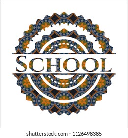 School arabesque emblem. arabic decoration.