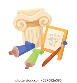 School Art Subject Composition with Education Object Vector Illustration