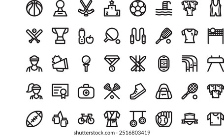 School athletic collection icons High-Quality Vector Icons Collection with Editable Stroke. Ideal for Professional and Creative Projects.