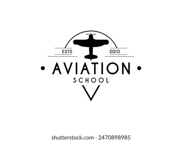 Ilustración vectorial de diseño de logotipo de aviación escolar