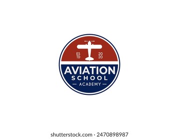 Ilustración vectorial de diseño de logotipo de aviación escolar