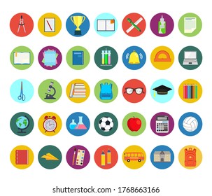 School. Back to school. Education. Set of vector icons isolated on a white background