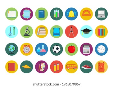 School. Back to school. Icons. Set. Vector illustration isolated on a white background