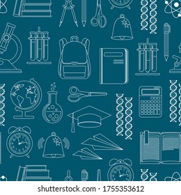 School. Back to school. Seamless background. Vector illustration with infinitely repeating elements