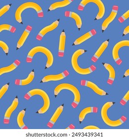 Fondo escolar con lápices abstractos. Patrón sin costuras. Ilustración vectorial