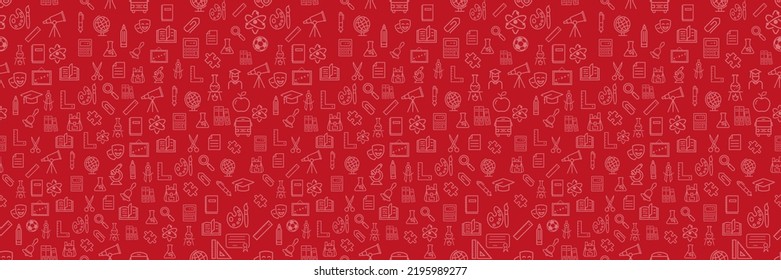 Antecedentes escolares. De vuelta al concepto de escuela. Bienvenido de vuelta al patrón escolar con material escolar. Diseño de vectores