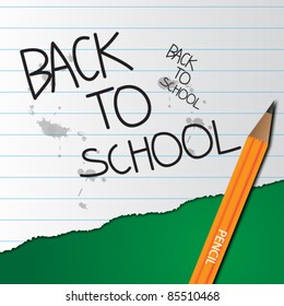 school background with blackboard, pencils vector