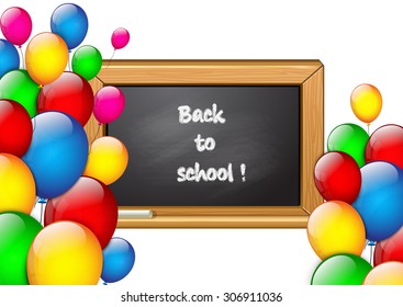 School background with colorful balloons 