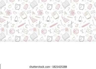 School background design. Hand drawn elements with copyspace. Vector