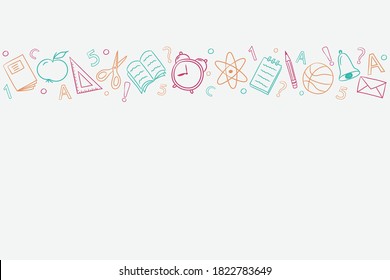 School background with funny doodles and copyspace. Vector