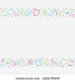 School background with hand drawn icons. Vector