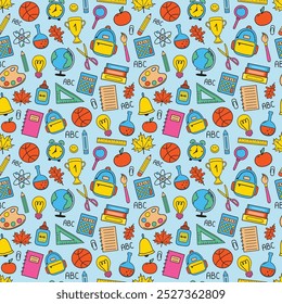 Fundo escolar com papel de carta desenhado à mão. Padrão contínuo. Ilustração vetorial