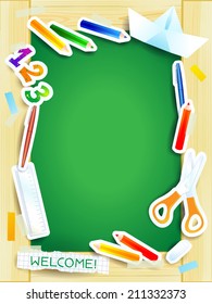 School background on green board, vector eps 10