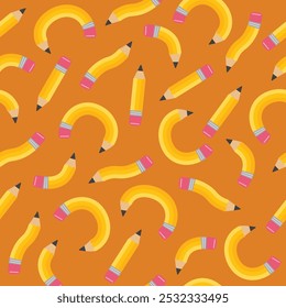 School background with pencils. Seamless pattern. Vector illustration