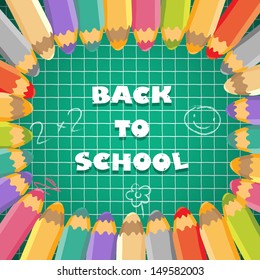 School background with pencils. Vector illustration.