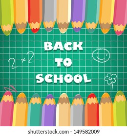 School background with pencils. Vector illustration.
