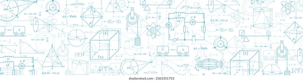 School background in physics and mathematics .Formulas and drawings. Scientific research. Vector , illustration.	