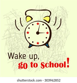 School background with ringing school bell. Vector illustration.