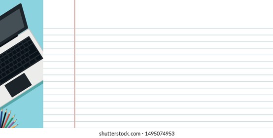 School background with scratched sheet for writing
