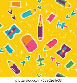 School background. Seamless pattern with doodles. Vector illustration. back to school background. back to school season. stationery background. schools accessories.
