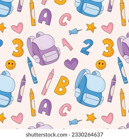 School background. Seamless pattern with doodles. Vector illustration. back to school background. back to school season. stationery background. schools accessories.