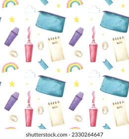 School background. Seamless pattern with doodles. Vector illustration. back to school background. back to school season. stationery background. schools accessories.