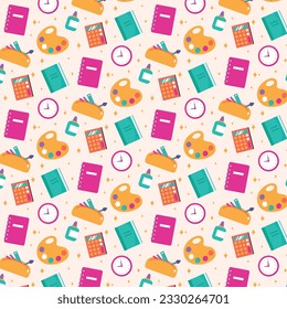 School background. Seamless pattern with doodles. Vector illustration. back to school background. back to school season. stationery background. schools accessories.