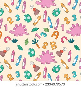 School background. Seamless pattern with doodles. Vector illustration. back to school background. back to school season. stationery background. schools accessories pattern background.