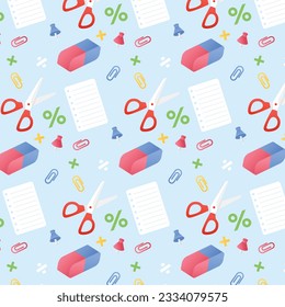 School background. Seamless pattern with doodles. Vector illustration. back to school background. back to school season. stationery background. schools accessories pattern background.