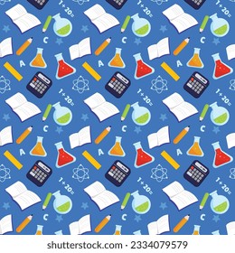 School background. Seamless pattern with doodles. Vector illustration. back to school background. back to school season. stationery background. schools accessories pattern background.