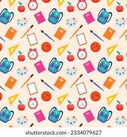 School background. Seamless pattern with doodles. Vector illustration. back to school background. back to school season. stationery background. schools accessories pattern background.