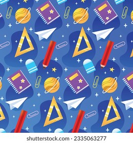 School background. Seamless pattern with doodles. Vector illustration. back to school background. back to school season. stationery background. schools accessories pattern background.