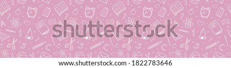 School background. Seamless pattern with doodles. Vector