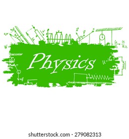 School background of school supplies. Physics design template 