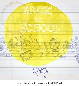 School Background Of School Supplies. Vector illustration. Eps 10