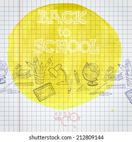 School Background Of School Supplies. Vector illustration. Eps 10