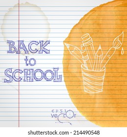 School Background Of School Supplies. Vector illustration. Eps 10
