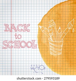 School Background Of School Supplies. Vector illustration. Eps 10