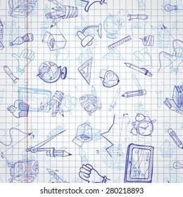 School Background Of School Supplies. Vector illustration. Eps 10