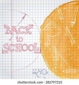 School Background Of School Supplies. Vector illustration. Eps 10