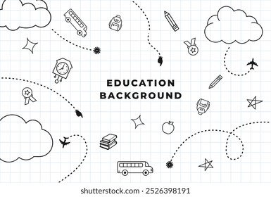 School background white doodle art