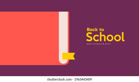 School backgrounds. Book. Vector flat illustration. Back to School. Simple background for poster, cover, flyer.