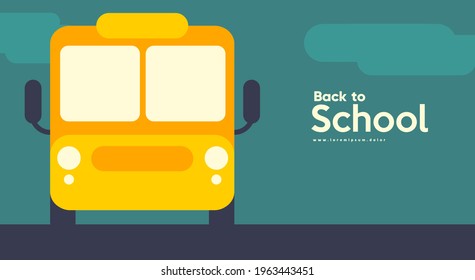 School backgrounds. School bus. Vector flat illustration. Back to School. Simple background for poster, cover, flyer.