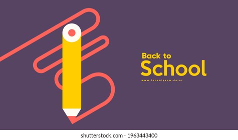 School backgrounds. A drawing pencil. Vector flat illustration. Back to School. Simple background for poster, cover, flyer.