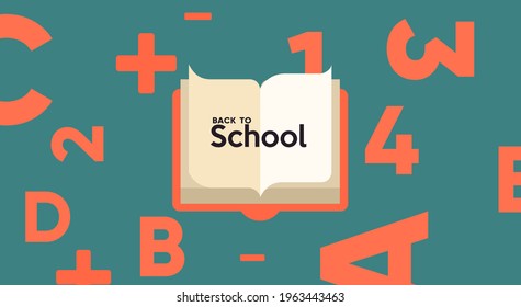 School Backgrounds. A Pattern Of Numbers And Letters. Vector Flat Illustration. Back To School. Simple Background For Poster, Cover, Flyer.