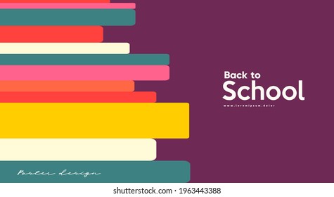 School backgrounds. Stack of books. Vector flat illustration. Back to School. Simple background for poster, cover, flyer.