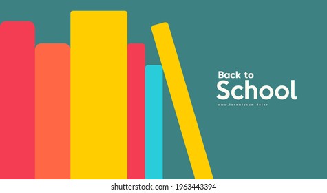 School backgrounds. Stack of books. Vector flat illustration. Back to School. Simple background for poster, cover, flyer.