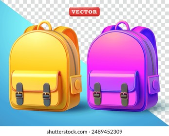 School backpack, 3d vector. Suitable for education and design elements