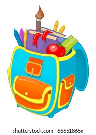 School backpack, school bag, vector cartoon illustration 